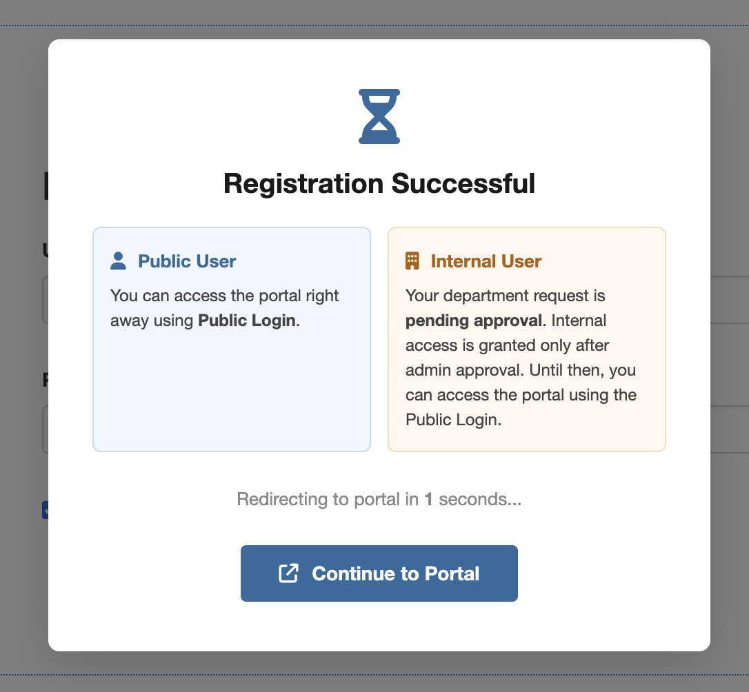 Registration Successful Modal