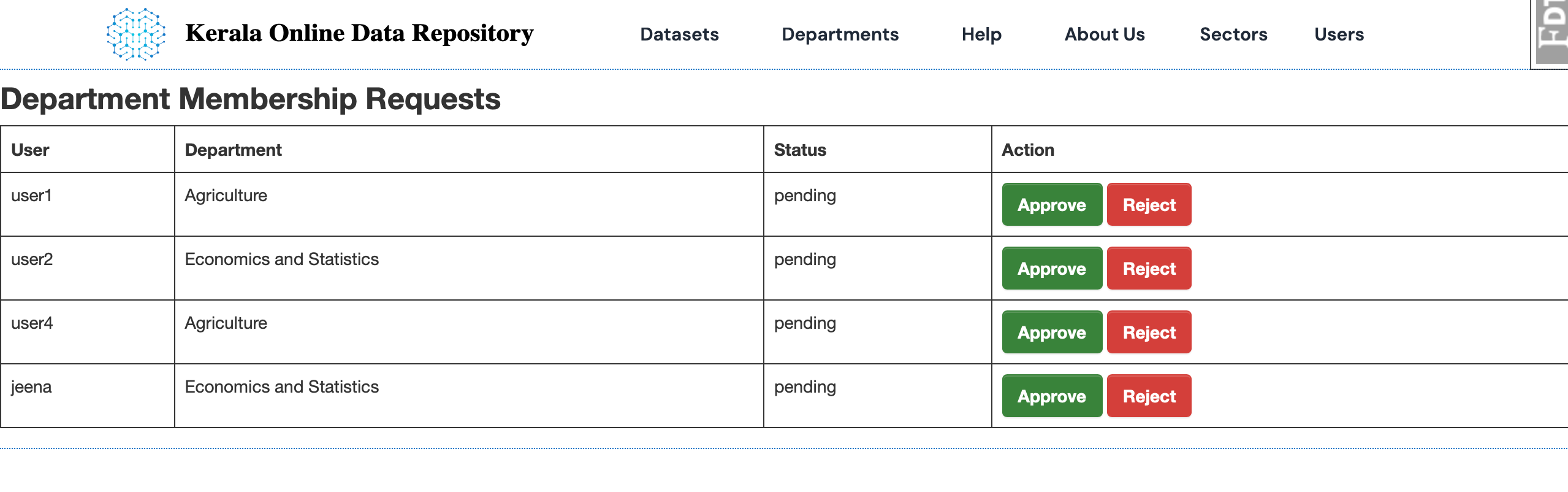 Department Membership Requests
