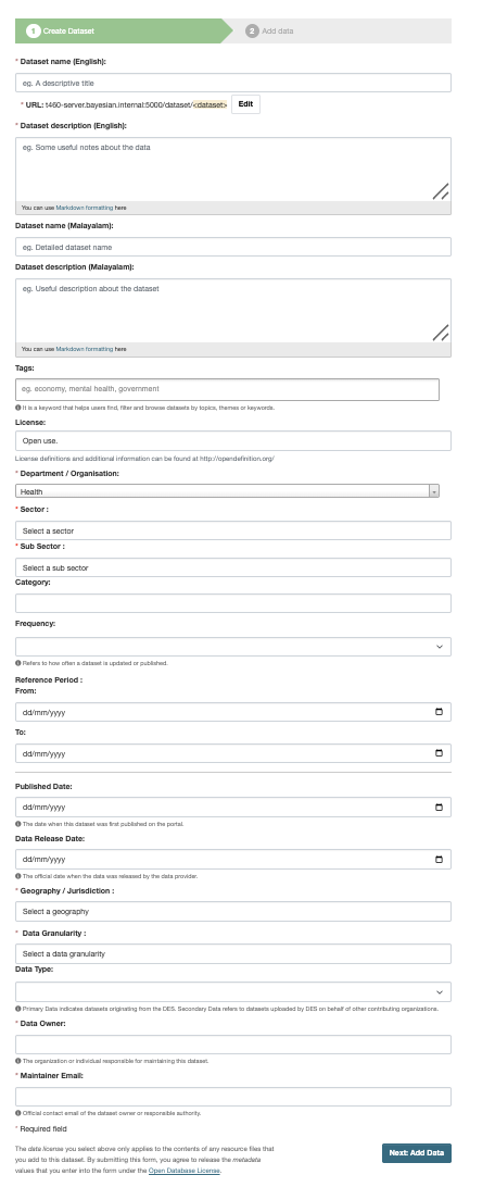 Dataset Metadata Form