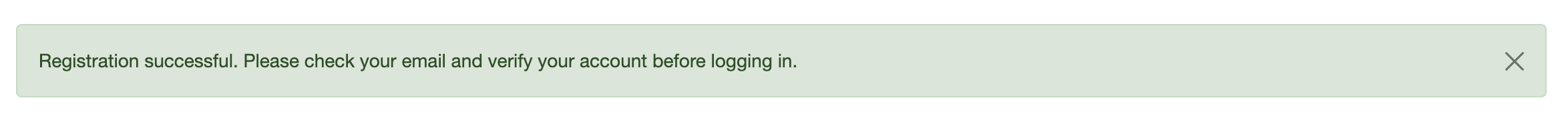 Registration Successful Message